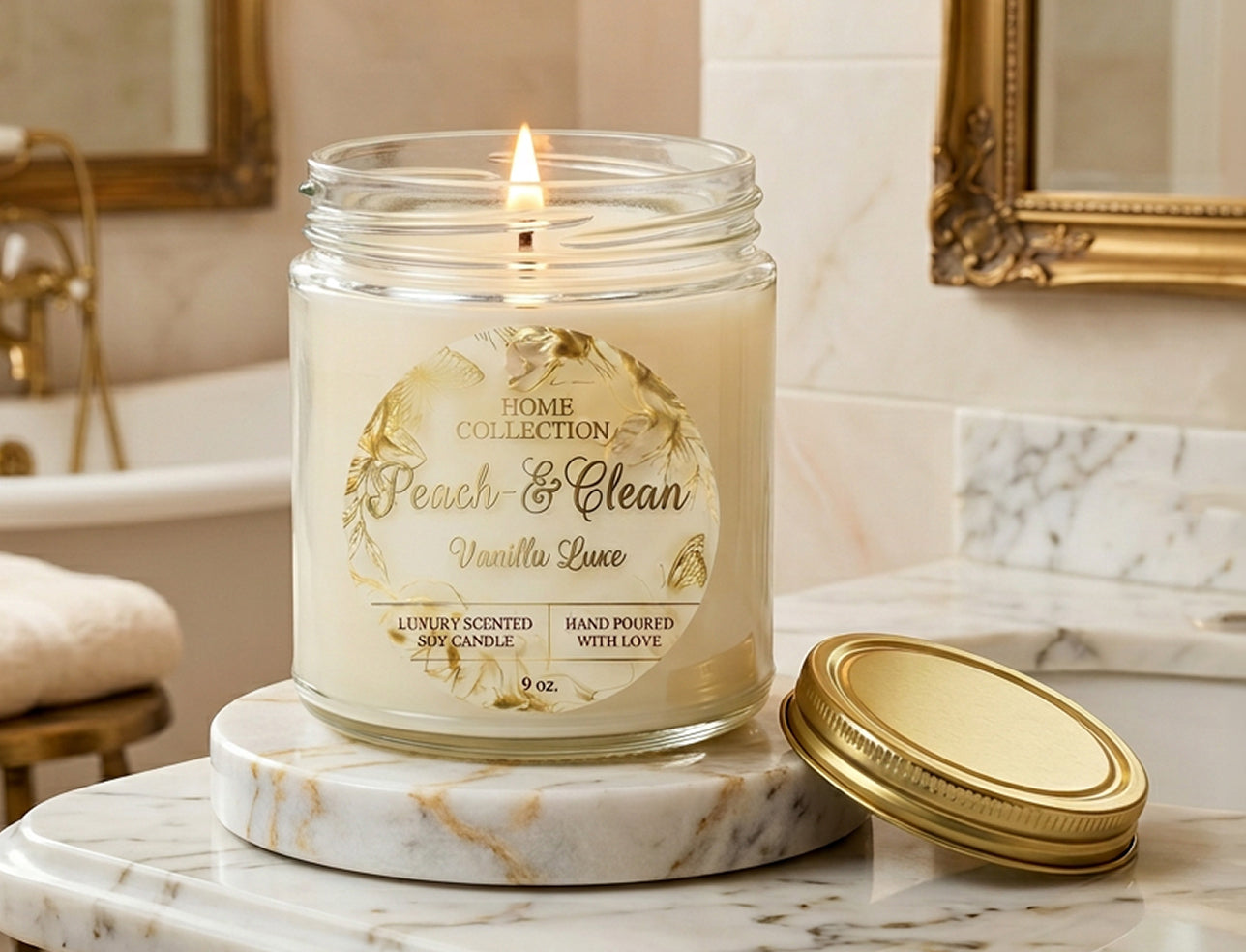 Peach-E Clean Home Collection Vanilla Luxe™ Organic Candle