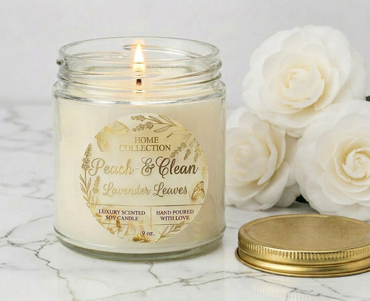 Peach-E Clean Home Collection Lavender Leaves™ Organic Candle